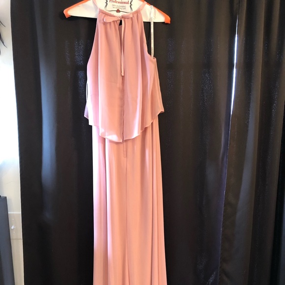 flounced crinkle chiffon sheath bridesmaid dress